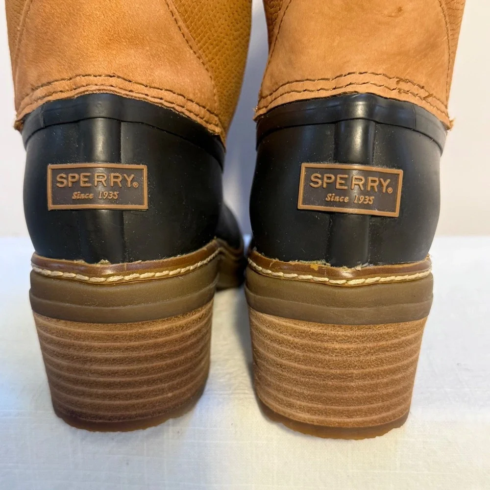 Sperry Top Sider‎ Women's Boots Duck Boots Tan Leather Black Rubber Size 6.5